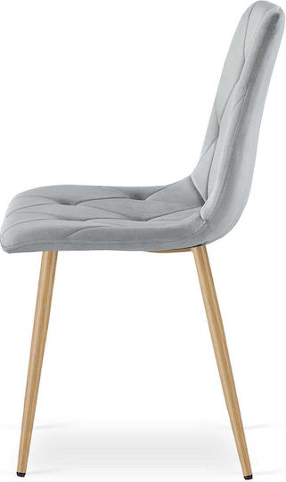 Velvet Light Gray Kitchen Chairs 3 Pieces 68x58x59cm