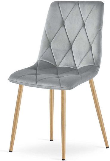 Velvet Light Gray Kitchen Chairs 3 Pieces 68x58x59cm