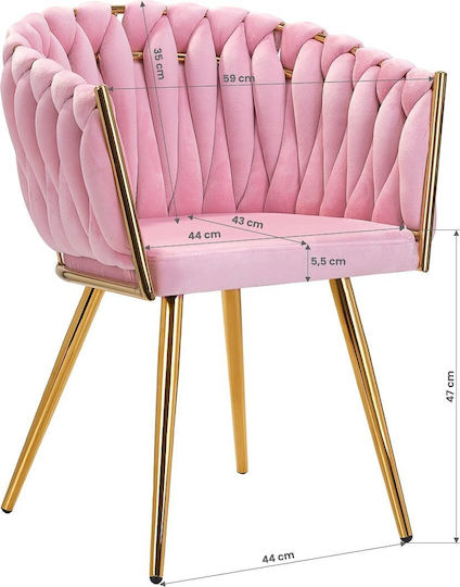 Samt Ess- und Küchenstuhl Rosa Bändchen