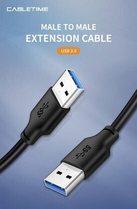 Cabletime USB 3.0 Кабел USB-A мъжки - USB-A мъжки Черен 1m CT-C160-U3-AMAMN