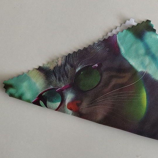 Premium Cleaning Cloth Glasses Contact Lenses Phone Glass Plastic Chic Cat Glasses Print Pristyle 15x15cm