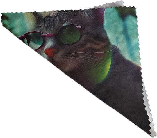 Premium Cleaning Cloth Glasses Contact Lenses Phone Glass Plastic Chic Cat Glasses Print Pristyle 15x15cm