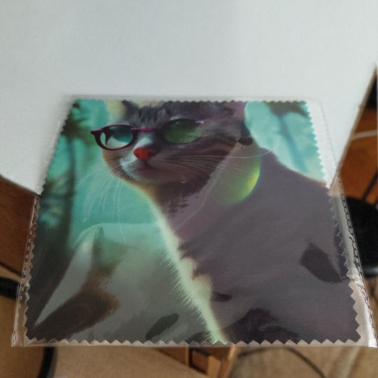 Premium Cleaning Cloth Glasses Contact Lenses Phone Glass Plastic Chic Cat Glasses Print Pristyle 15x15cm