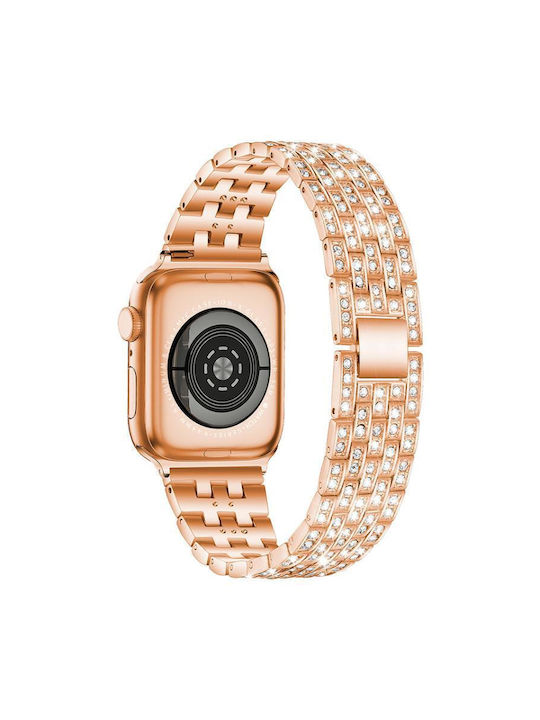 Apple Watch 42 44 45 46 49mm Xdfind Fünf Perlen Voll Diamant Metall Tragbare Bänder Rose Gold Apple Watch 42 44 45 46 49mm Xdfind Fünf Perlen Voll Diamant Metall Tragbare Bänder Rose Gold