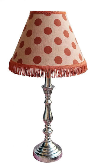 Metal Table Lamp for E27 Fitting with Orange Shade and Silver Base