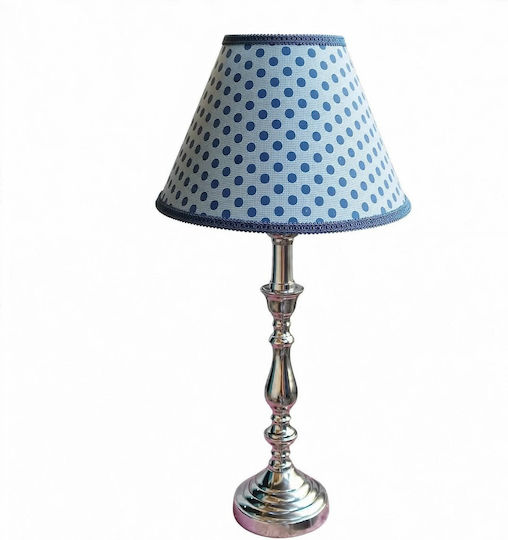 Metal Table Lamp for E27 Fitting with Blue Shade and Silver Base