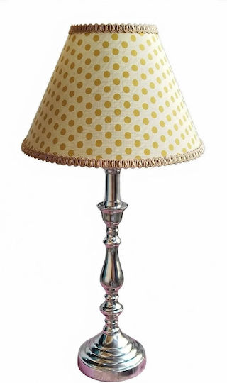 Metal Table Lamp for E27 Fitting with Yellow Shade and Silver Base