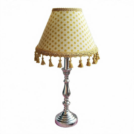 Metal Table Lamp for E27 Fitting with Yellow Shade and Silver Base