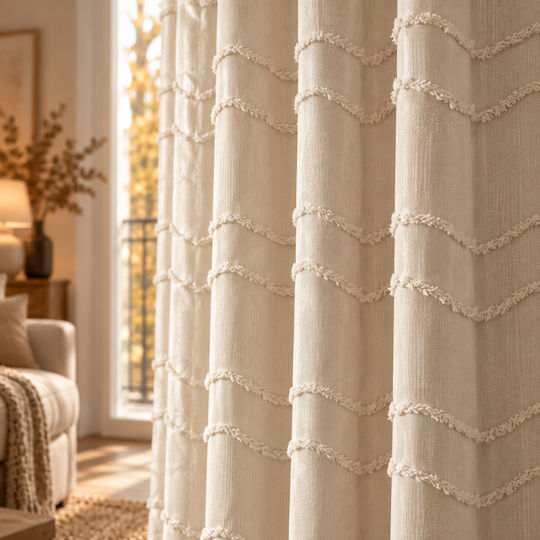 My Home Luxury Κουρτίνα με Τρουκς Εκρού 270x270εκ.