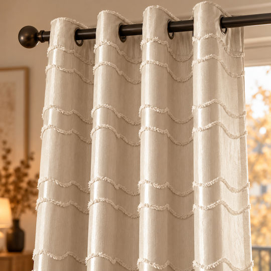 My Home Luxury Curtain with Grommets Ecru 270x270cm