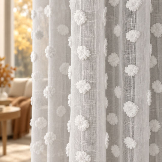My Home Luxury Curtain With Grommets White 270x270cm