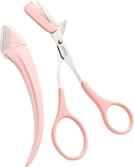 Set profesional de îngrijire a sprâncenelor Foarfecă de precizie Lamă de ras protectoare Ideal pentru modelare și întreținere de calitate salon acasă Design ergonomic Roz Pristyle