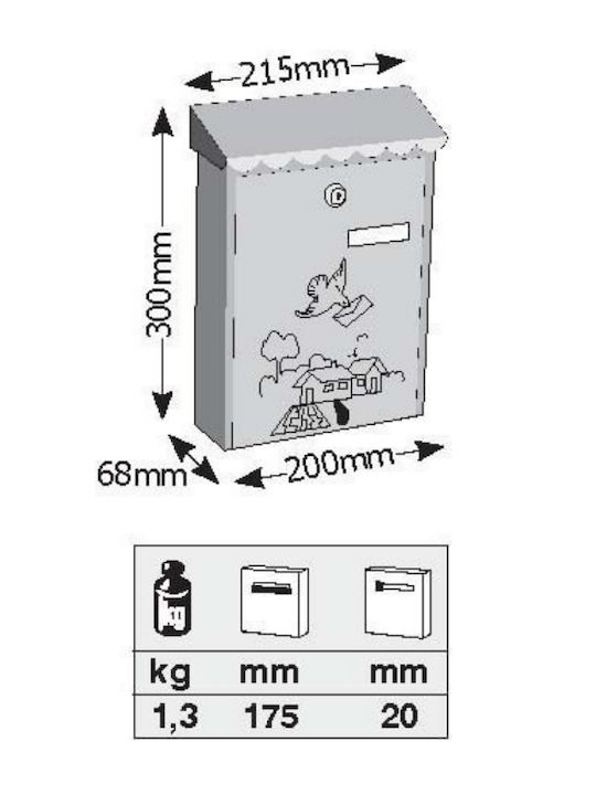 Viometal Cutie Poștală În Aer Liber Metalică Maro 21.5x8x30cm