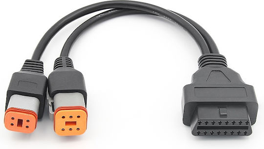 Techstar Obd2 Adapter Cable Harley-davidson 4 Pin + 6 Pin Y Splitter