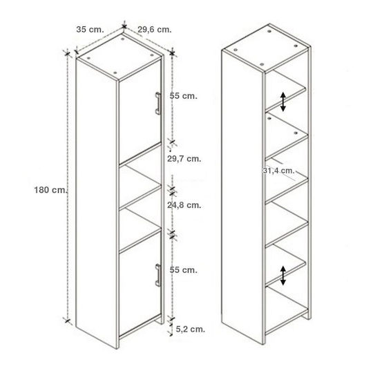 Megapap Vero Στήλη Μπάνιου Δαπέδου Μ35xΒ29.6xΥ180cm Γκρι