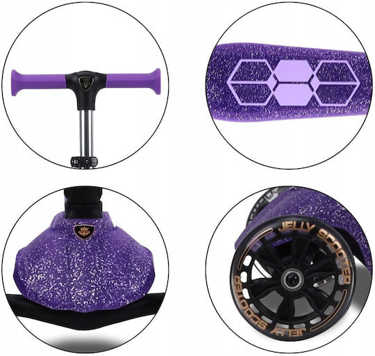 Milly Mally Детска Тротинетка Сгъваема Jelly С Три Колела с LED Осветление за 3+ Годишни Jelly Violet