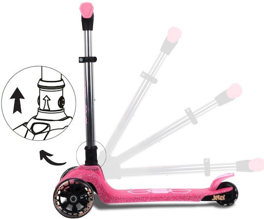 Milly Mally Kids Foldable Jelly 3-Wheel Scooter with LED Lighting for 3+ Years Pink