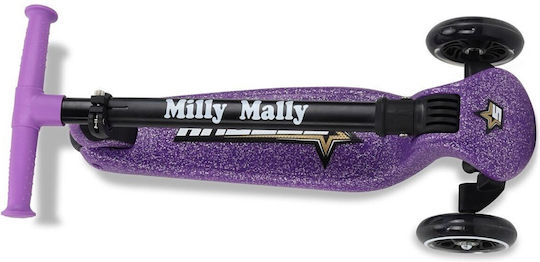Milly Mally Детска Тротинетка Сгъваема Sparky С Три Колела С LED Осветление За 3+ Години Violet