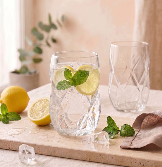 Vialli Design Geo Σετ Ποτήρια Μπύρας / Καφέ / Freddo Γυάλινα 400ml 6τμχ