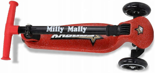 Milly Mally Детска Тротинетка Сгъваема Sparky С Три Колела с LED Осветление за 3+ Години Червена