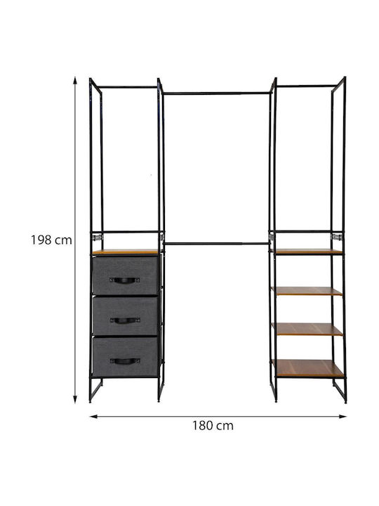 5Five Подова закачалка от метал Черна 180x46.5x198cm