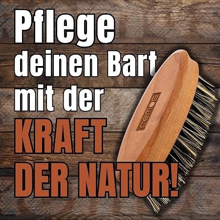 Remos Beard Care Brush 100% Vegan Plant Bristles Ergonomic Wooden Handle Styling Detangling Beard