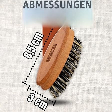 Remos Beard Care Brush 100% Vegan Plant Bristles Ergonomic Wooden Handle Styling Detangling Beard