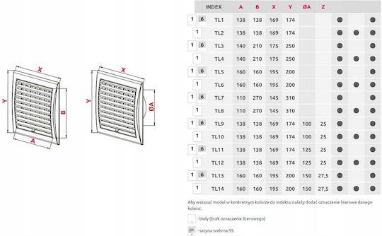 Awenta Vent Louver 16x16cm Square with Sieve