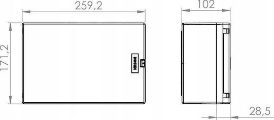 ELS Elektrotechnika Wall Mounted Electrical Fuse Box 1 Row 4 Elements