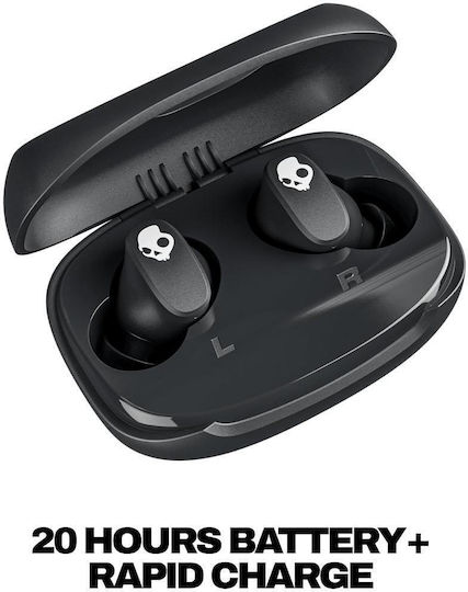 Skullcandy Smokin' Buds 360 Bluetooth Kopfhörer mit Schweißbeständigkeit und Ladekoffer Schwarz