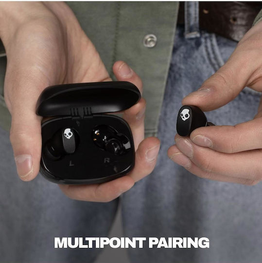 Skullcandy Smokin' Buds 360 Bluetooth Kopfhörer mit Schweißbeständigkeit und Ladekoffer Schwarz