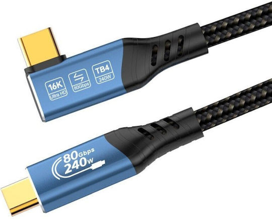 PremiumCord Cablu video USB 4 USB-C tată - Thunderbolt 3 240W PD Negru 1m