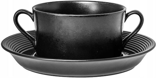 Rak Porcelain Edge Cm Servierplatte aus Porzellan Schwarze mit Durchmesser 19cm