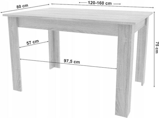 Masă Extensibilă Pentru Sala De Mese Din Lemn Sonoma 160(+40)x80x75cm