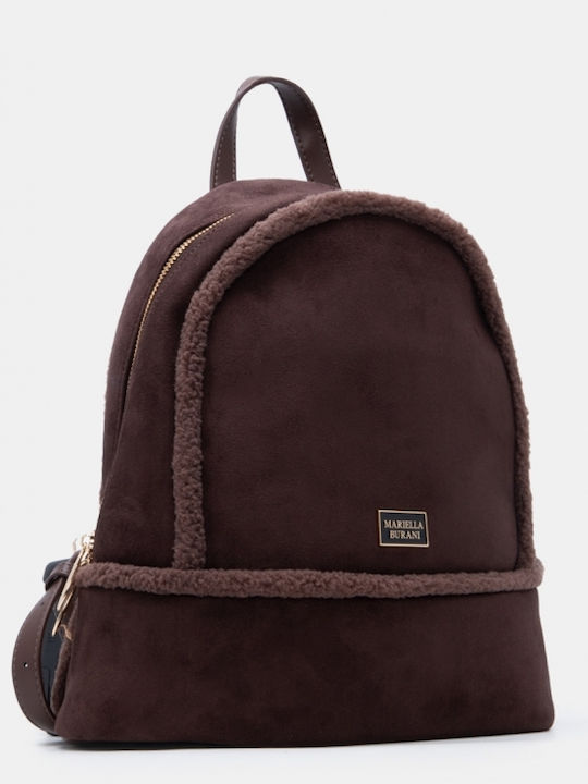 Fabric Fur Women's Backpack Suede Dark Brown