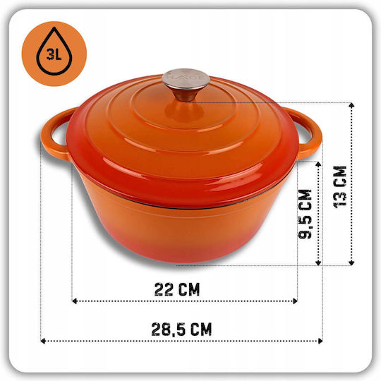 Atusa Shallow Cast Iron Pot 3lt / 22cm Atusa Shallow Cast Iron Pot 3lt / 22cm
