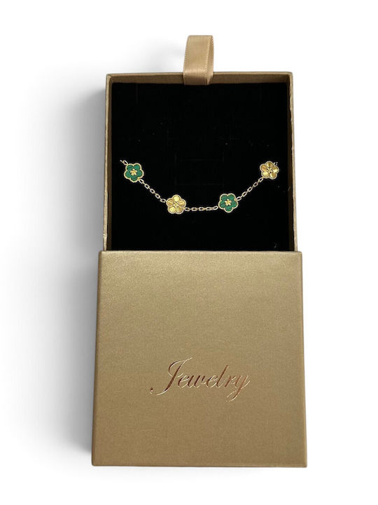 Flower Damen Armband Kette mit Blumenmuster aus vergoldetem Stahl