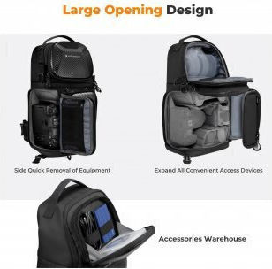 K&F Concept Τσάντα Πλάτης Φωτογραφικής Μηχανής Μαύρη