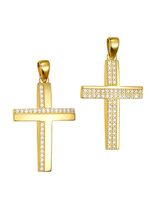 Papoulidis Jewellery Дамски Златен Кръст 14 Карата Двулицев Без Верижка