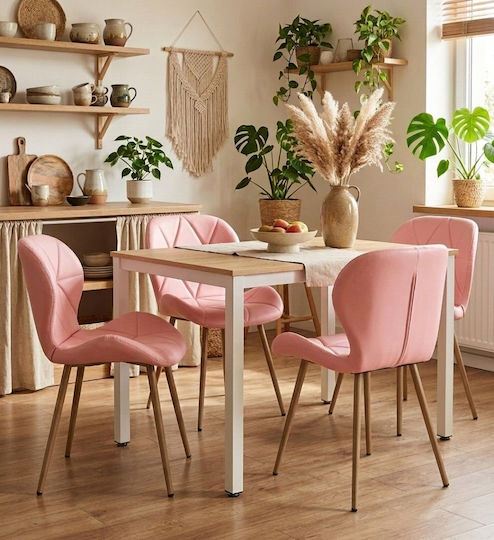 Mango Столове За Кухня С Покритие От Изкуствена Кожа Розови 4 Бройки 68x52x49см
