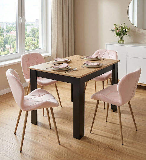 Mango Столове За Кухня Кадифени Светлорозови 3 Бройки 61x51x52см