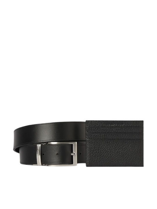 Leather Men's Wallet Set Black