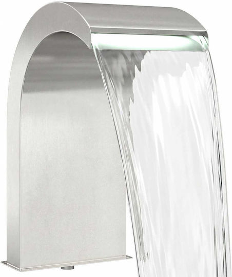 vidaXL Pool Wasserfall Mit LED Beleuchtung Aus Rostfreiem Stahl Silber