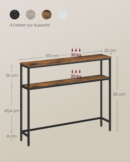 Vintage Brown / Ink Black Bookcase 100x20x80cm