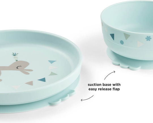 Done by Deer Feeding Set from Plastic with Anti-Slip Base Blue 3 Pieces