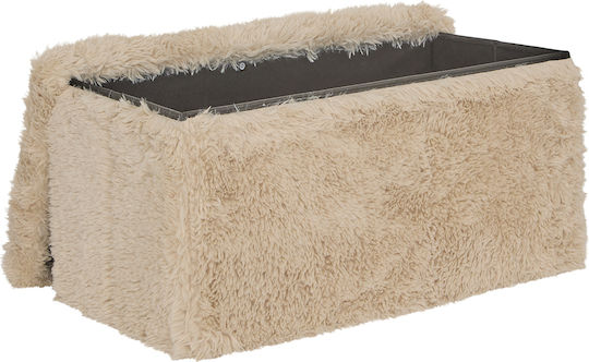 Collapsible Bed Bench Stool With Storage Space Upholstered With Fabric A-s Duvia Beige 76x38x38cm