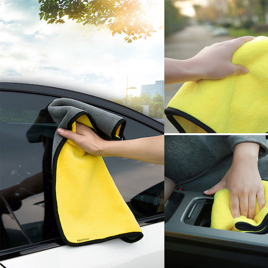 Prosop Din Microfibră Pentru Mașină Pentru Uscarea Mașinii După Spălare Absorbant 60x40 Reutilizabil 200 Spălări Galben Negru PriStyle