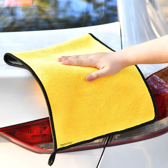 Lavetă Din Microfibră Absorbantă Pentru Uscarea Mașinii După Spălare 60x40 Reutilizabilă 200 Spălări Galben Gri PriStyle