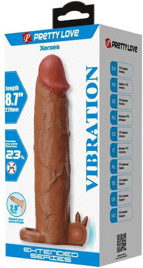 Pretty Love Penis Extension with Vibration Brown 22cm