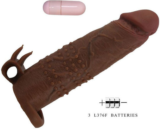 Pretty Love Penis Extension with Vibration Brown 20cm